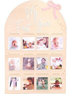 Milestone Photo Board for Baby's First Year - Monthly Photo Display & Birthday